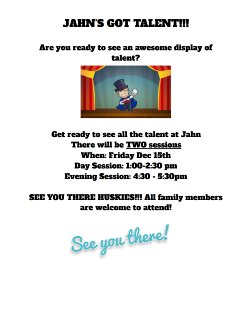 Jahn talent show flyer